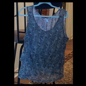 NY & Co - White & Black Sleeveless Animal Print t Blouse XL NWT